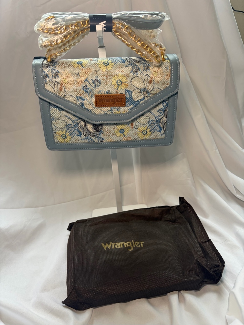 Wrangler Floral Crossbody Bag in Light Blue and Yellow